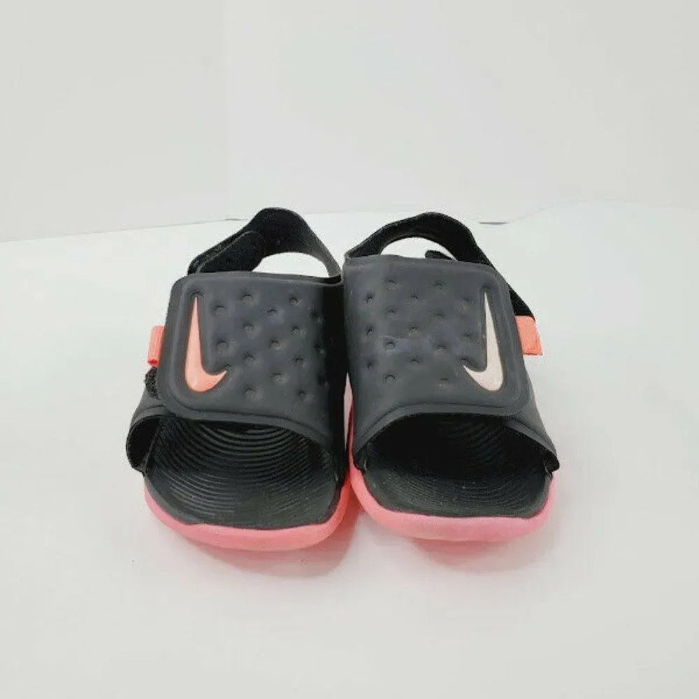 Nike Toddler Black Pink AJ9077-002 Sunray Adjust 5 V2 GS/PS Flat Sandals Size 9C